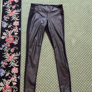 Black Athleta faux Leather Panel Leggings